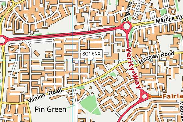 SG1 5NX map - OS VectorMap District (Ordnance Survey)