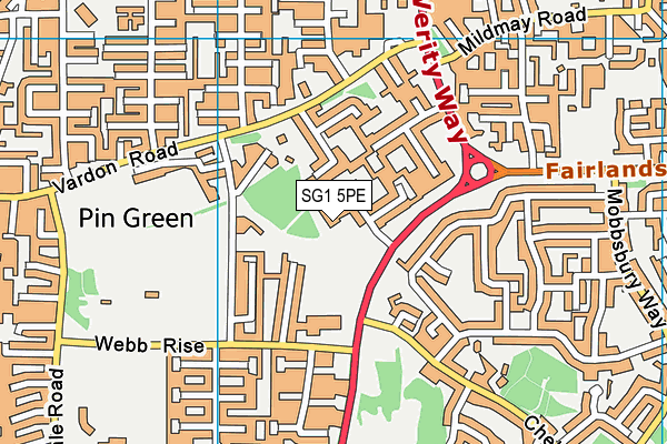 SG1 5PE map - OS VectorMap District (Ordnance Survey)