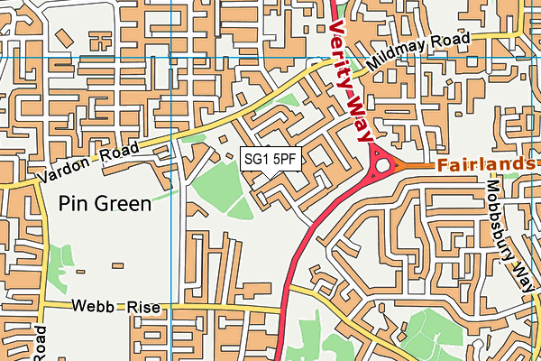 SG1 5PF map - OS VectorMap District (Ordnance Survey)