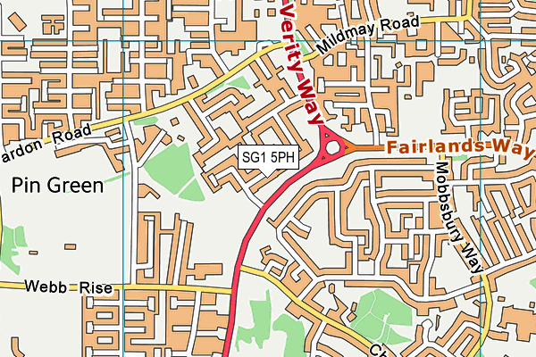 SG1 5PH map - OS VectorMap District (Ordnance Survey)