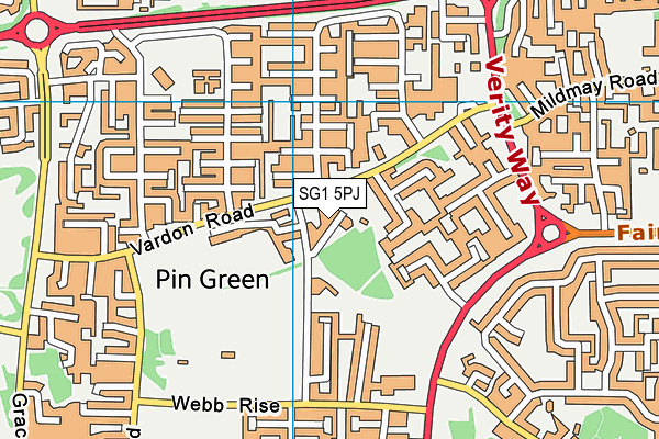 SG1 5PJ map - OS VectorMap District (Ordnance Survey)