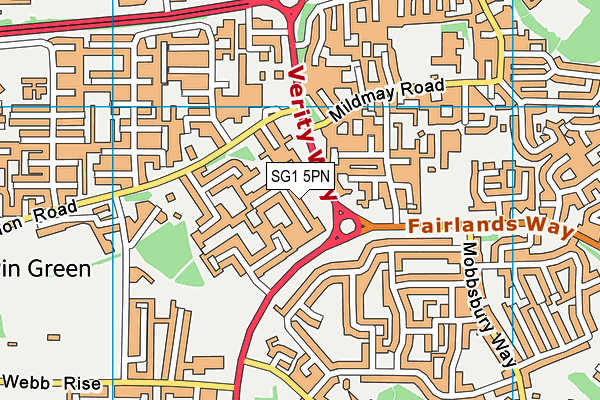 SG1 5PN map - OS VectorMap District (Ordnance Survey)