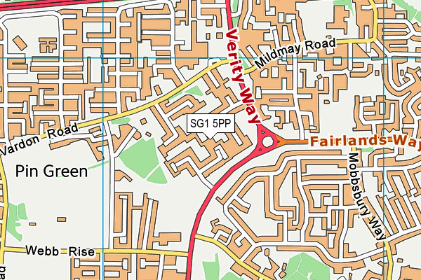 SG1 5PP map - OS VectorMap District (Ordnance Survey)