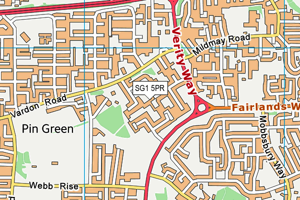 SG1 5PR map - OS VectorMap District (Ordnance Survey)