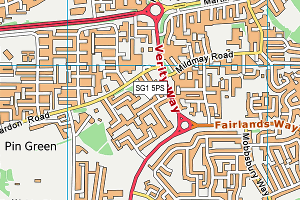 SG1 5PS map - OS VectorMap District (Ordnance Survey)