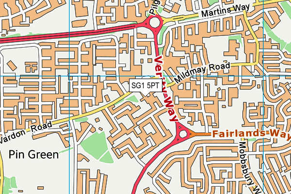 SG1 5PT map - OS VectorMap District (Ordnance Survey)