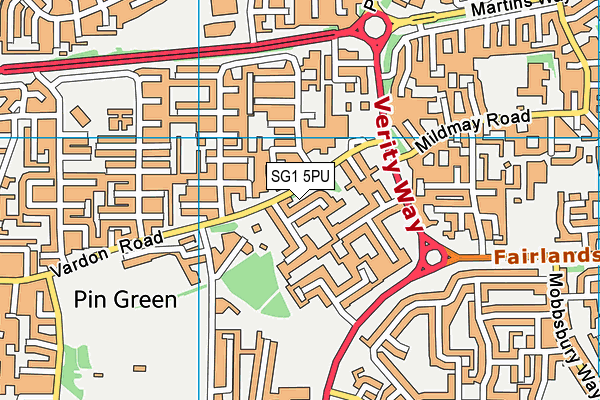 SG1 5PU map - OS VectorMap District (Ordnance Survey)