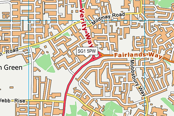 SG1 5PW map - OS VectorMap District (Ordnance Survey)