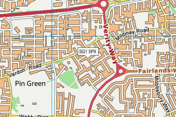 SG1 5PX map - OS VectorMap District (Ordnance Survey)