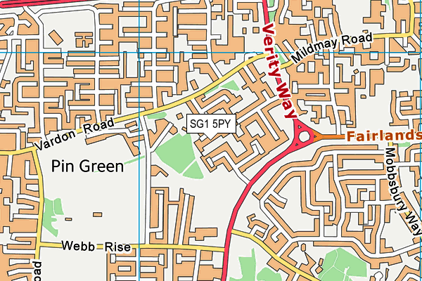 SG1 5PY map - OS VectorMap District (Ordnance Survey)