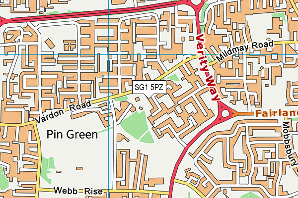 SG1 5PZ map - OS VectorMap District (Ordnance Survey)