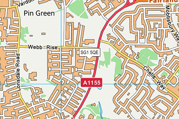 SG1 5QE map - OS VectorMap District (Ordnance Survey)