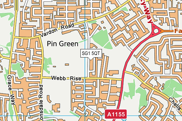 SG1 5QT map - OS VectorMap District (Ordnance Survey)