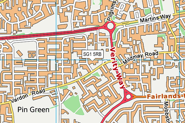 SG1 5RB map - OS VectorMap District (Ordnance Survey)