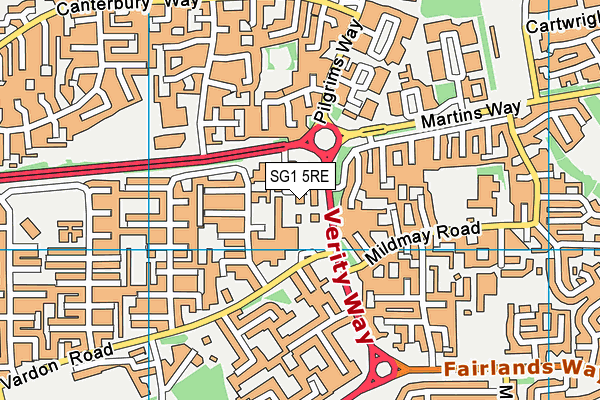 SG1 5RE map - OS VectorMap District (Ordnance Survey)