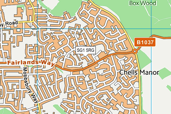 SG1 5RG map - OS VectorMap District (Ordnance Survey)