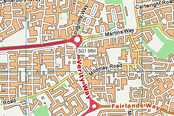 SG1 5RH map - OS VectorMap District (Ordnance Survey)
