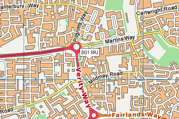 SG1 5RJ map - OS VectorMap District (Ordnance Survey)