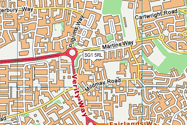 SG1 5RL map - OS VectorMap District (Ordnance Survey)