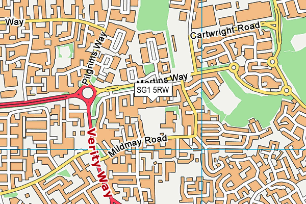 SG1 5RW map - OS VectorMap District (Ordnance Survey)