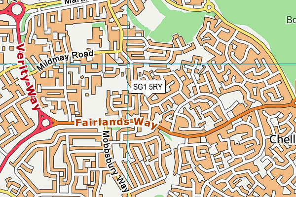 SG1 5RY map - OS VectorMap District (Ordnance Survey)