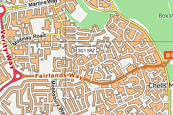 SG1 5RZ map - OS VectorMap District (Ordnance Survey)