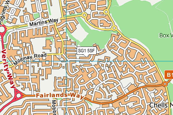 SG1 5SF map - OS VectorMap District (Ordnance Survey)