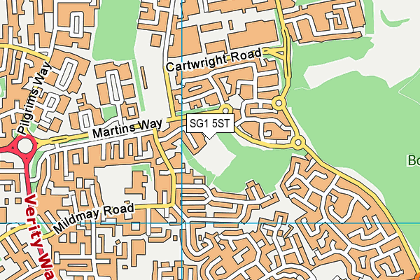 SG1 5ST map - OS VectorMap District (Ordnance Survey)