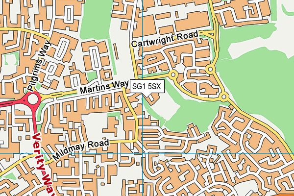 SG1 5SX map - OS VectorMap District (Ordnance Survey)