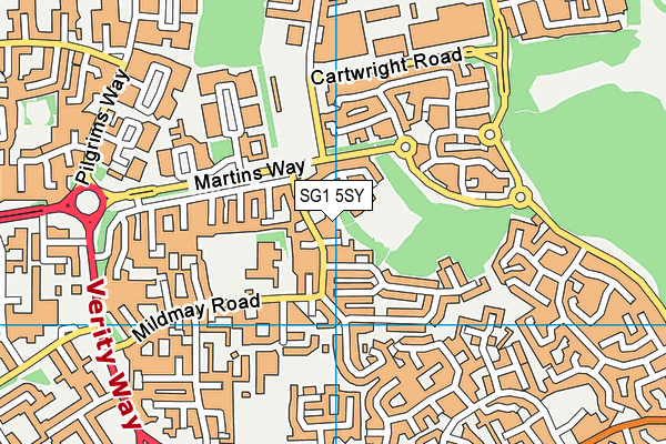 SG1 5SY map - OS VectorMap District (Ordnance Survey)