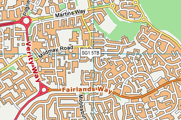 SG1 5TB map - OS VectorMap District (Ordnance Survey)