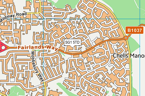 SG1 5TD map - OS VectorMap District (Ordnance Survey)