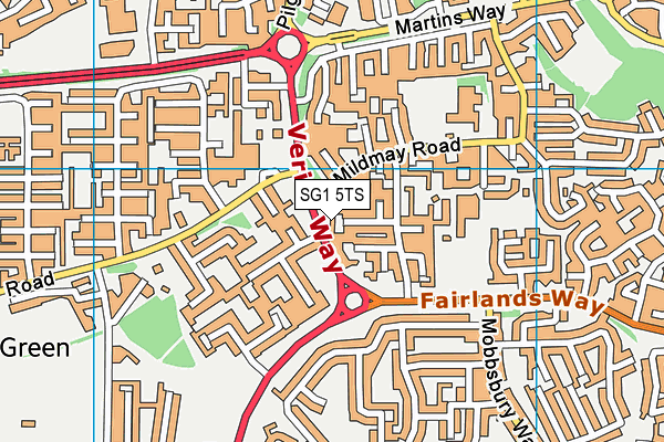 SG1 5TS map - OS VectorMap District (Ordnance Survey)