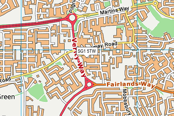 SG1 5TW map - OS VectorMap District (Ordnance Survey)