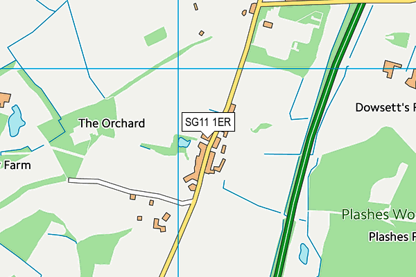 SG11 1ER map - OS VectorMap District (Ordnance Survey)