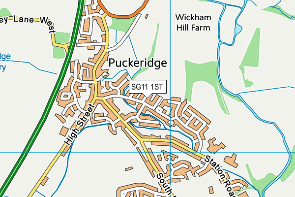 SG11 1ST map - OS VectorMap District (Ordnance Survey)