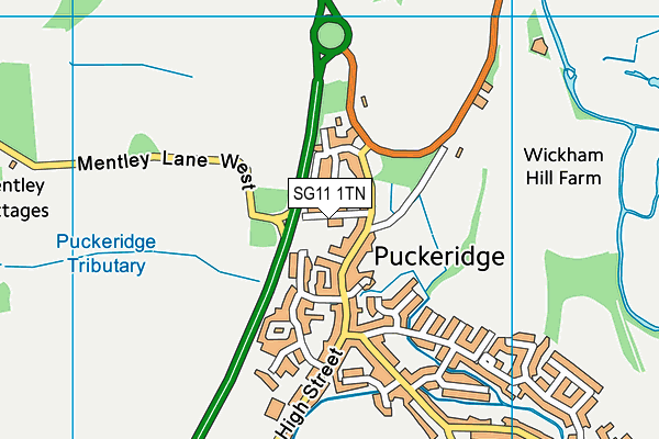 SG11 1TN map - OS VectorMap District (Ordnance Survey)