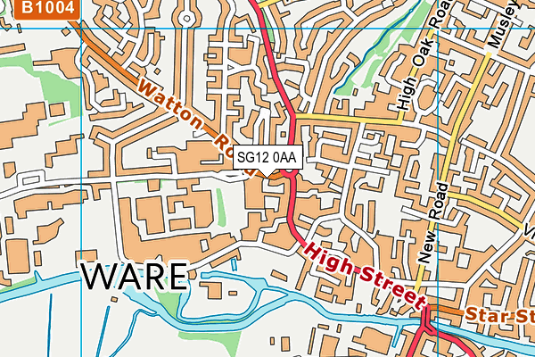 SG12 0AA map - OS VectorMap District (Ordnance Survey)