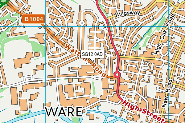 SG12 0AD map - OS VectorMap District (Ordnance Survey)