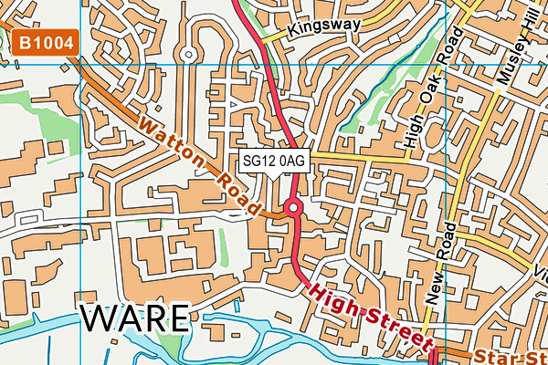 SG12 0AG map - OS VectorMap District (Ordnance Survey)