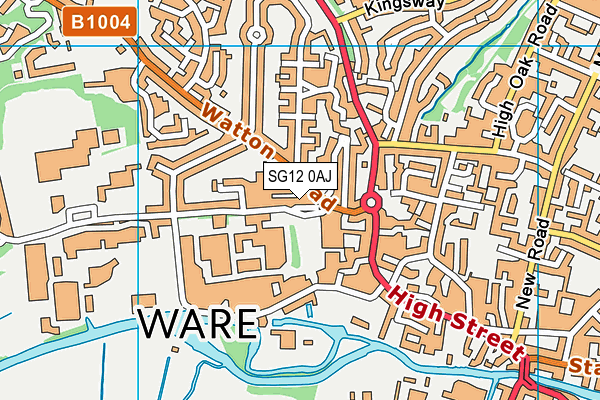 SG12 0AJ map - OS VectorMap District (Ordnance Survey)