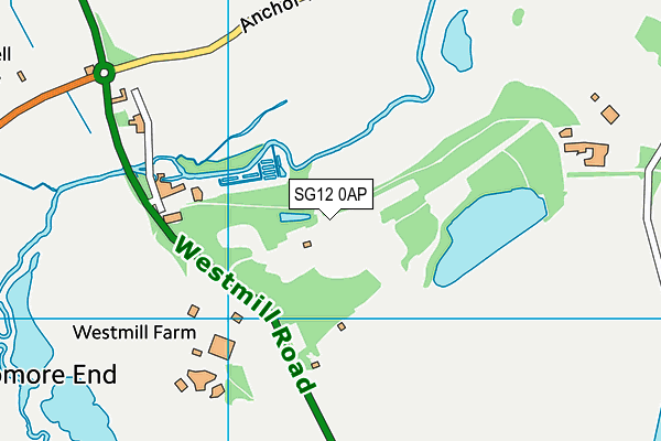 SG12 0AP map - OS VectorMap District (Ordnance Survey)