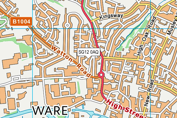 SG12 0AQ map - OS VectorMap District (Ordnance Survey)