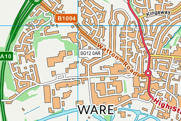SG12 0AR map - OS VectorMap District (Ordnance Survey)