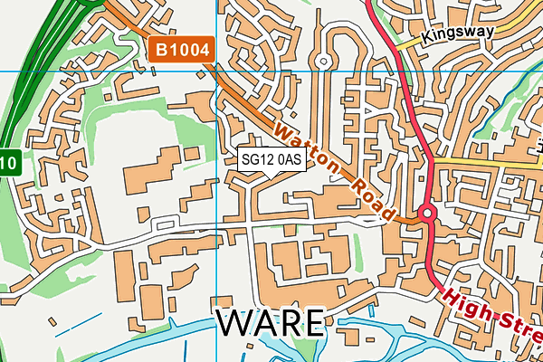 SG12 0AS map - OS VectorMap District (Ordnance Survey)