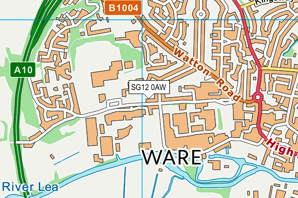 Allenburys Sports And Social Club map (SG12 0AW) - OS VectorMap District (Ordnance Survey)