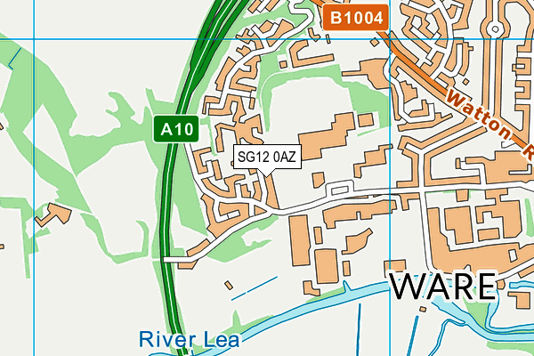 SG12 0AZ map - OS VectorMap District (Ordnance Survey)