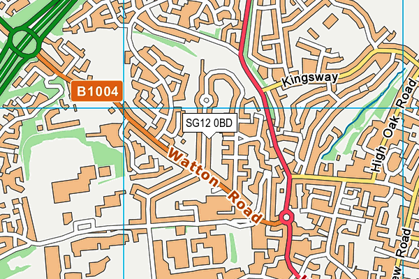 SG12 0BD map - OS VectorMap District (Ordnance Survey)