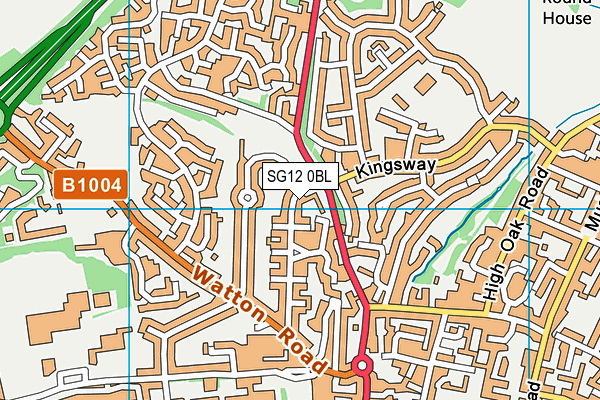 SG12 0BL map - OS VectorMap District (Ordnance Survey)