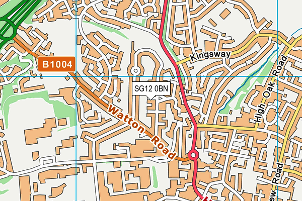 SG12 0BN map - OS VectorMap District (Ordnance Survey)